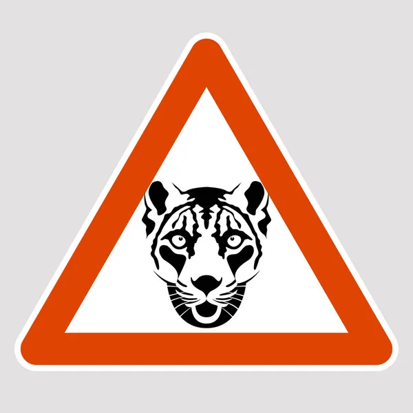 Leopardo negro silueta carretera signo vector ilustración — Vector de stock