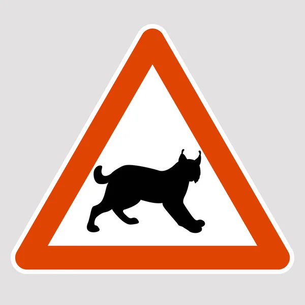 Lince negro silueta carretera signo vector ilustración — Archivo Imágenes Vectoriales