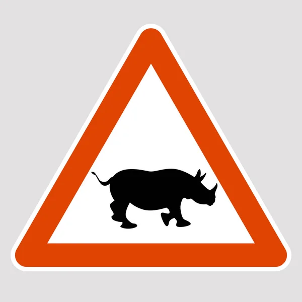 Nashorn schwarze Silhouette Verkehrszeichen Vektor Illustration — Stockvektor