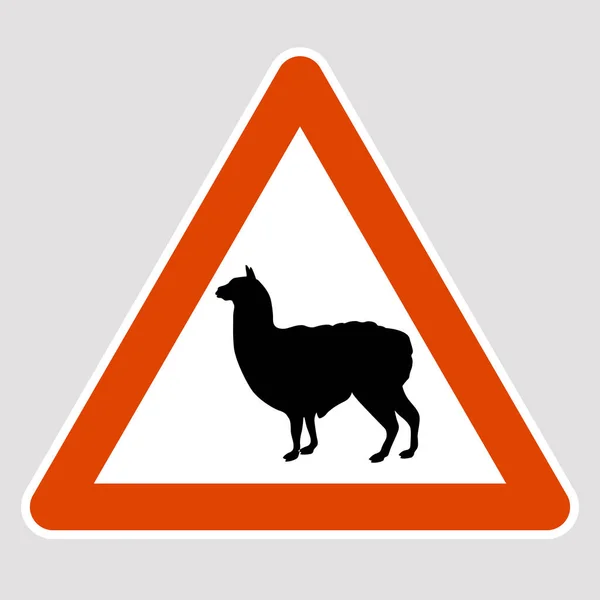 Lama silhueta preta estrada sinal vetor ilustração — Vetor de Stock