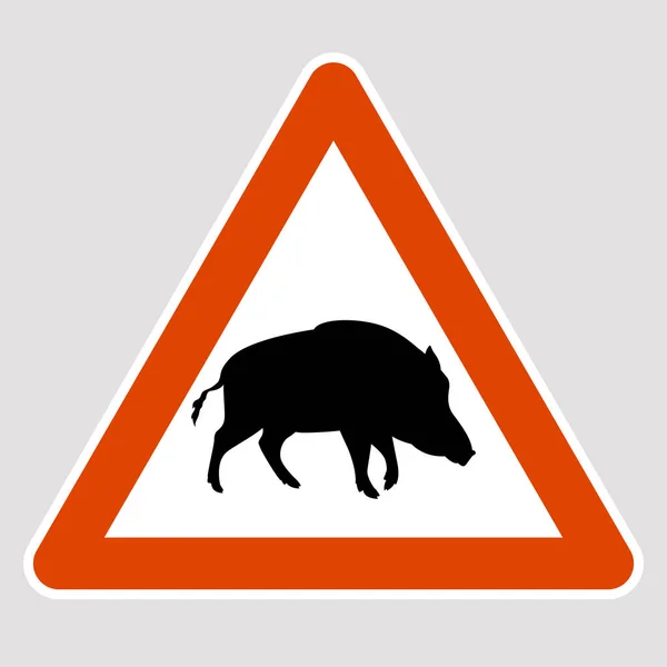 Yaban domuzu siyah siluet yol işaret illüstrasyon vektör — Stok Vektör
