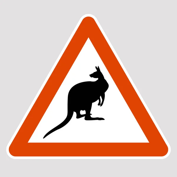 Canguru preto silhueta estrada sinal vetor ilustração — Vetor de Stock