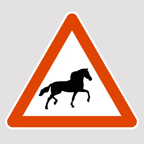 Horse black silhouette road sign vector illustration — Stock Vector