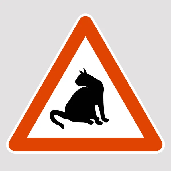 Gato negro silueta carretera signo vector ilustración — Archivo Imágenes Vectoriales