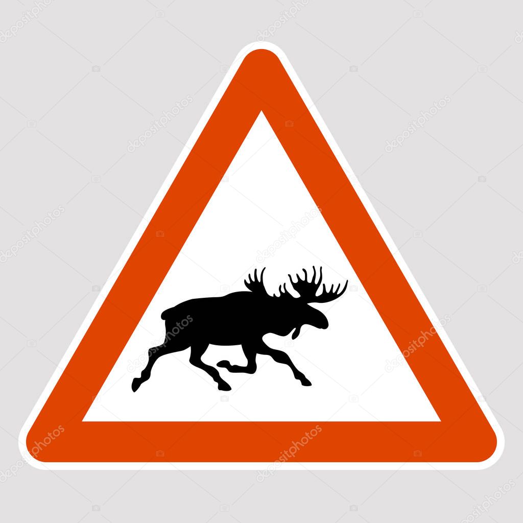 moose black silhouette road sign vector illustration 