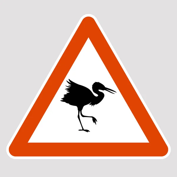 鳥黒シルエット道路標識ベクトル イラスト — ストックベクタ