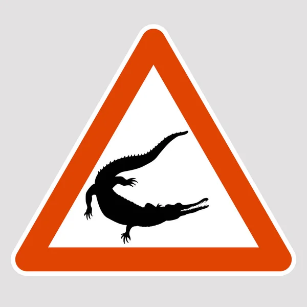 Coccodrillo nero silhouette strada segno vettore illustrazione — Vettoriale Stock