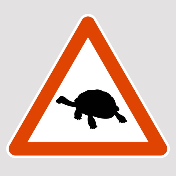 Tortuga silueta negra carretera signo vector — Archivo Imágenes Vectoriales