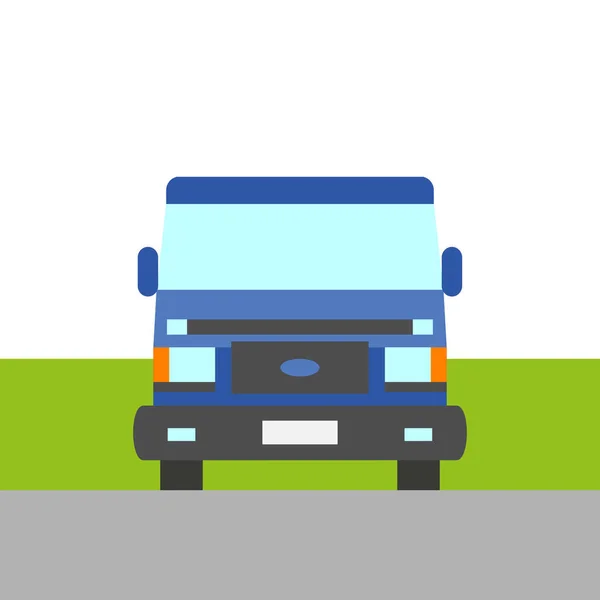 Blauer Minivan Vektor Illustration flachen Stil Front — Stockvektor
