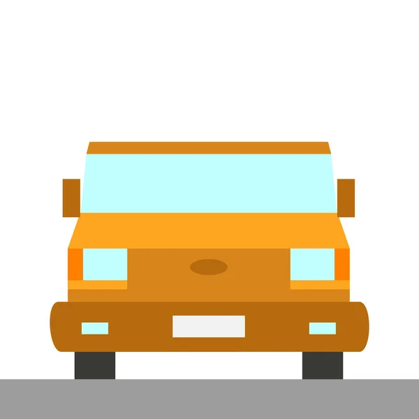 Amarillo minivan vector ilustración plano estilo frontal — Vector de stock