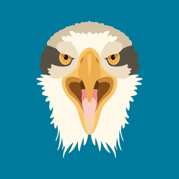 Boos eagle hoofd gezicht vectorillustratie plat — Stockvector