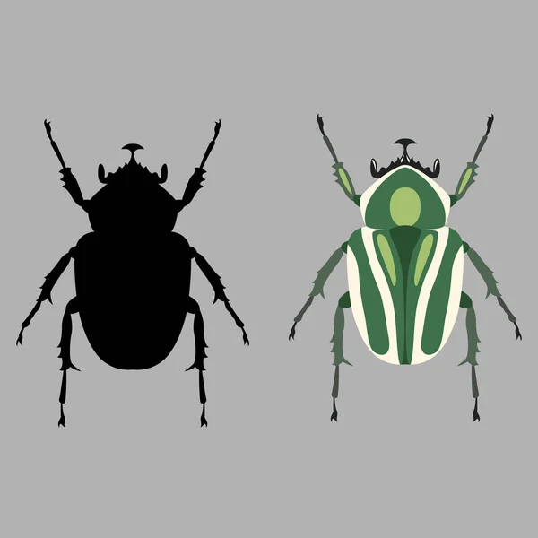 Scarab beetle vector illustratie vlakke stijl silhouet — Stockvector