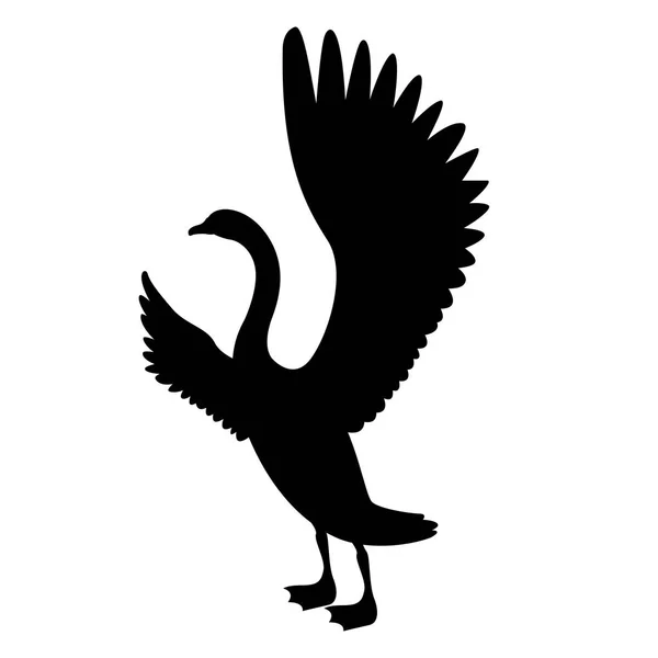 Лебідь птах Векторні ілюстрації чорний профіль ілюстрації — стоковий вектор