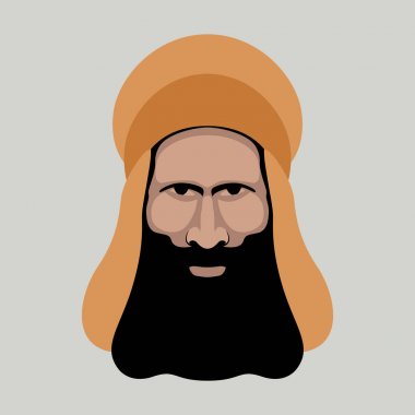 Müslüman yüz baş vektör çizim düz Stil Açık 