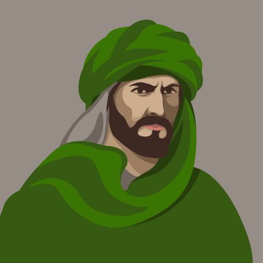 Müslüman yüz baş vektör çizim düz Stil Açık