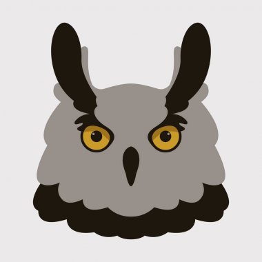 baykuş kuş yüz vektör çizim düz Stil Açık 