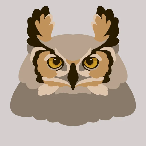 Κουκουβάγια πουλί διανυσματικά εικονογράφηση στυλ επίπεδη πρόσοψη — Διανυσματικό Αρχείο