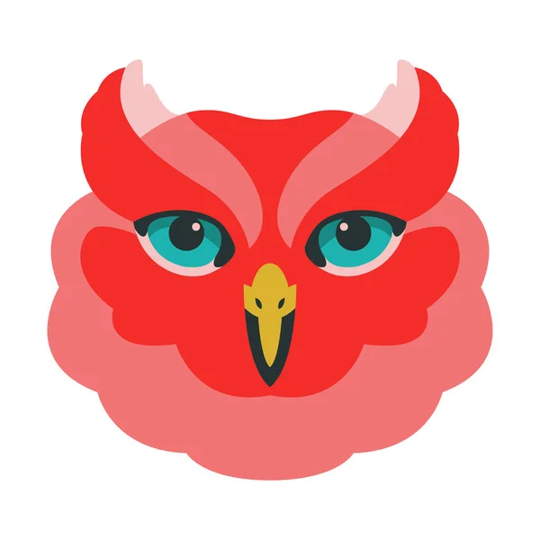 Sova pták tvář vektorové ilustrace plochý přední — Stockový vektor