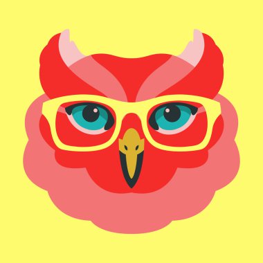 baykuş gözlük yüz vektör çizim düz içinde