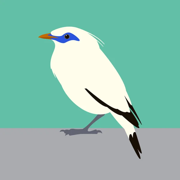 Bali mynah oiseau vecteur illustration plat style profil — Image vectorielle