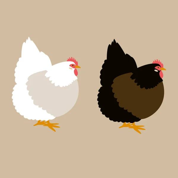 Kyckling vektor illustration platt stil svart siluett — Stock vektor
