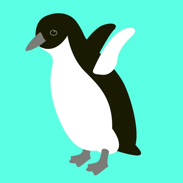 Pingüino pájaro vector ilustración plana estilo frontal — Vector de stock