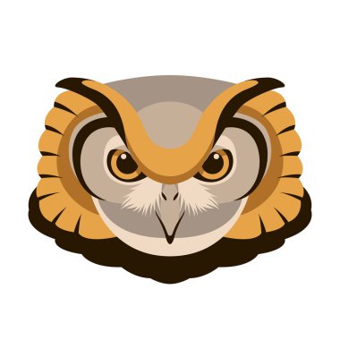 baykuş baş yüz vektör çizim düz Stil Açık 