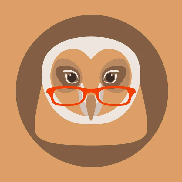 Búho en gafas cara vector ilustración plana — Archivo Imágenes Vectoriales