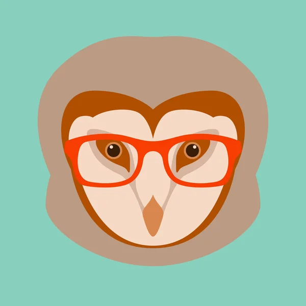 Baykuş gözlük yüz vektör çizim düz içinde — Stok Vektör