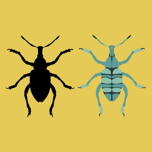 Illustration vectorielle bug style plat silhouette noire — Image vectorielle