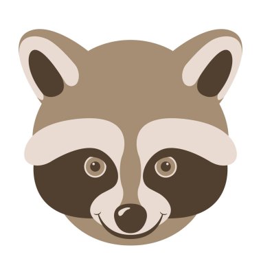 Raccon yüz baş vektör çizim düz Stil Açık 