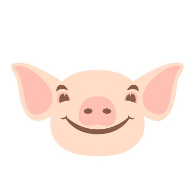 domuz yüz baş vektör çizim düz Stil Açık 