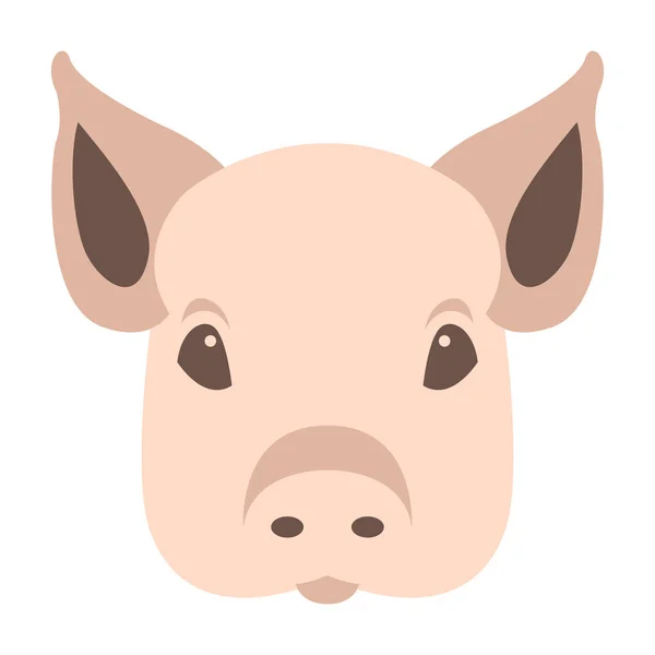 Schwein Gesicht Kopf Vektor Illustration flachen Stil Front — Stockvektor