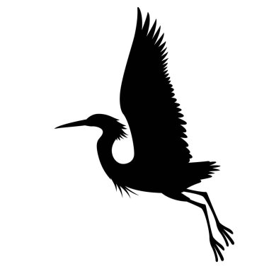   Heron çizimde profil yan siyah siluet vektör