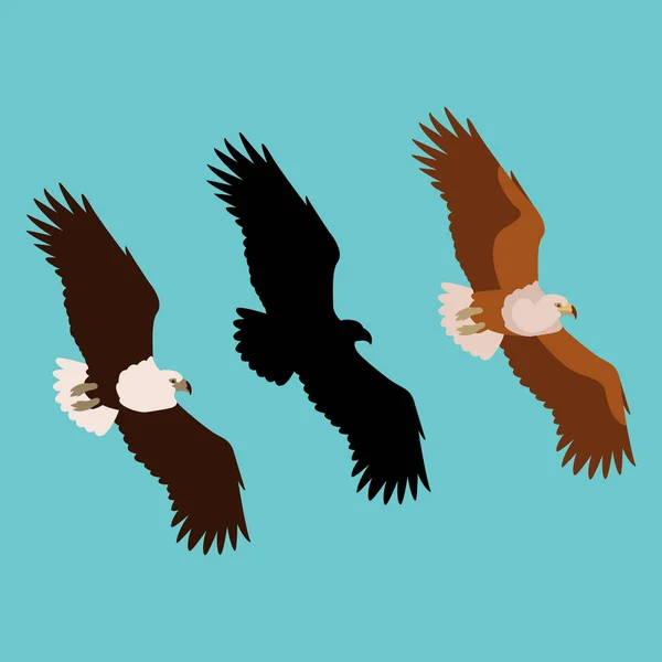 Eagle vector illustratie vlakke stijl profiel kant — Stockvector