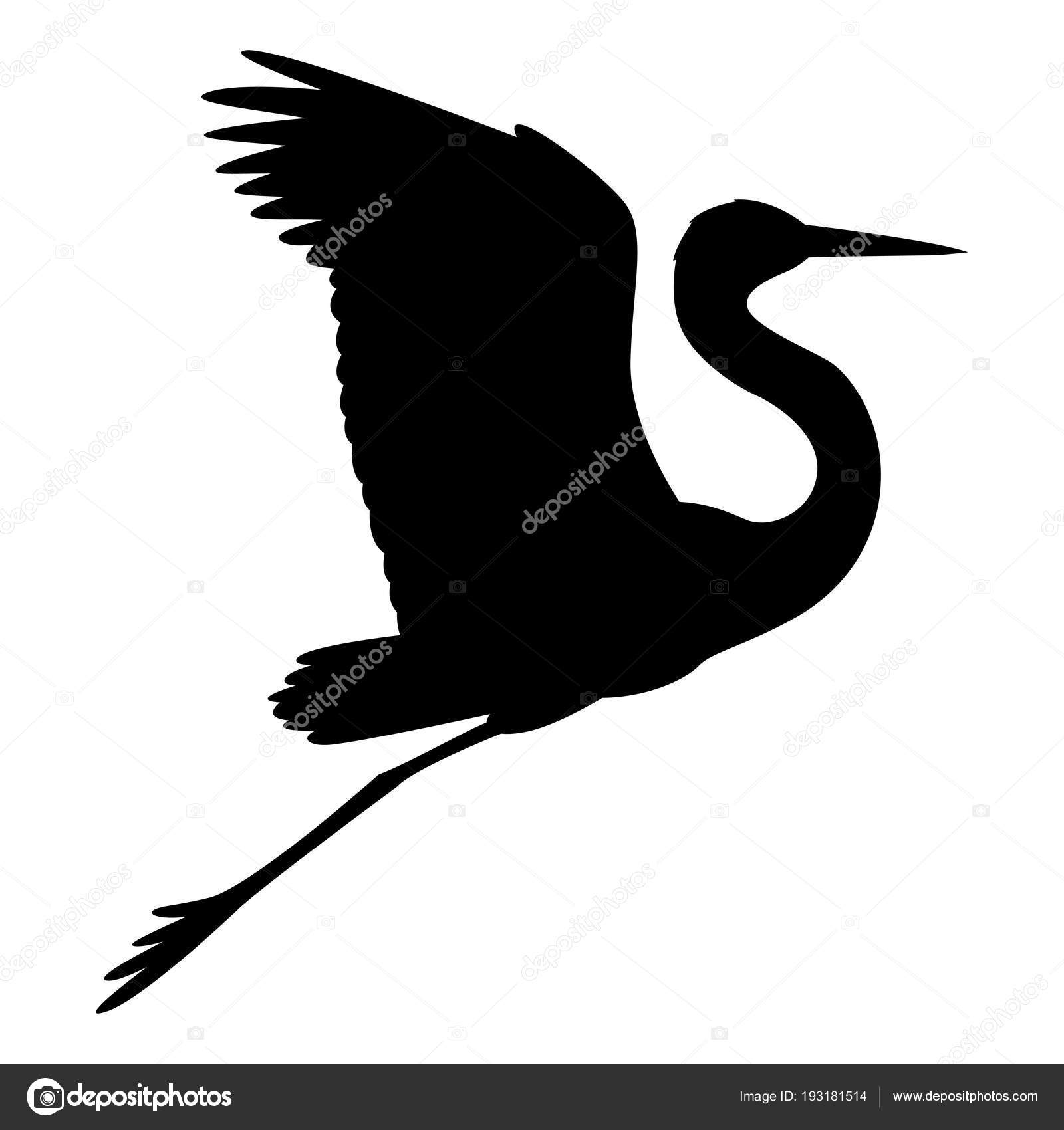 heron vector illustration black silhouette profile side stock