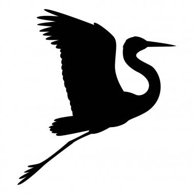  Heron çizimde siyah siluet profil yan vektör