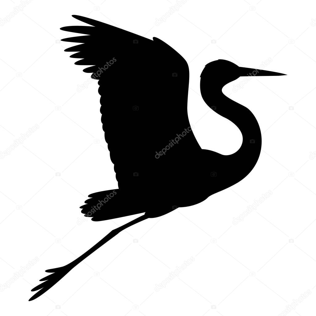  heron vector illustration  black silhouette  profile side