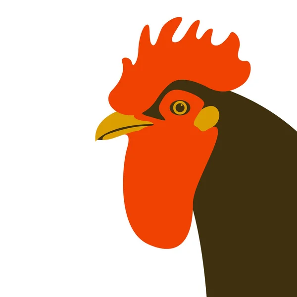 Illustration vectorielle tête de coq profil de style plat — Image vectorielle