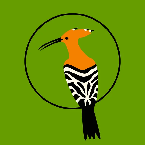 Hoopoe vector ilustración plano estilo frontal — Vector de stock