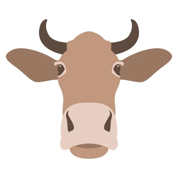 Cara de vaca cabeça vetor ilustração plana estilo frente — Vetor de Stock
