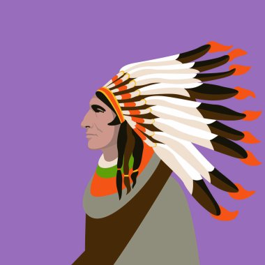 Hintli adam yüz baş vektör çizim profili 