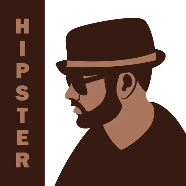 Hipster yüz baş illüstrasyon profil yan vektör — Stok Vektör