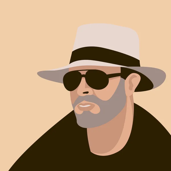 Hombre hipster en sombrero vector ilustración plana — Archivo Imágenes Vectoriales