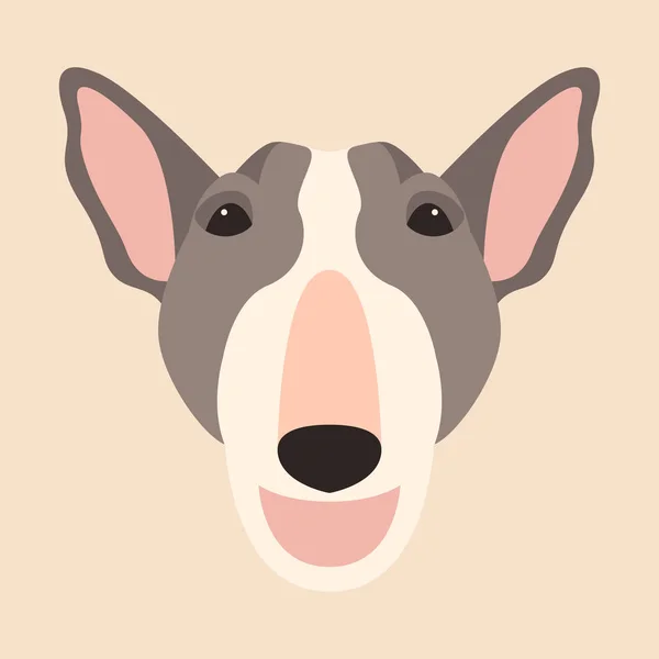 Hund Bullterrier Gesicht Kopf Vektor Abbildung flach — Stockvektor