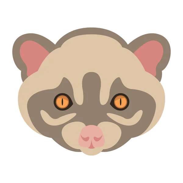 Cabeza musang cara vector ilustración frente de estilo plano — Vector de stock