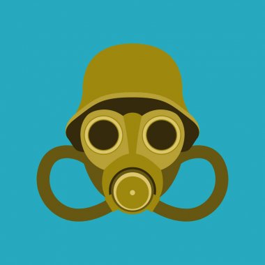 Vintage askeri gaz maskesi vektör çizim düz stil 