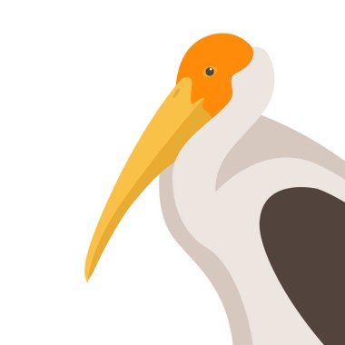 Leylek kuş vektör çizim düz stil profil boyalı