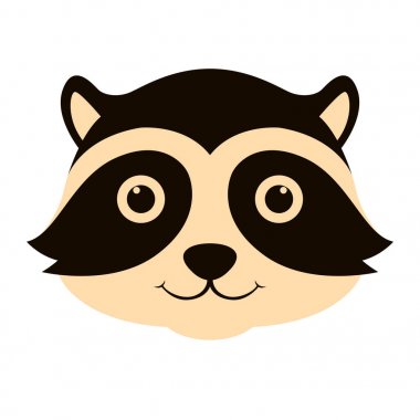 Rakun yüz baş vektör çizim düz Stil Açık 