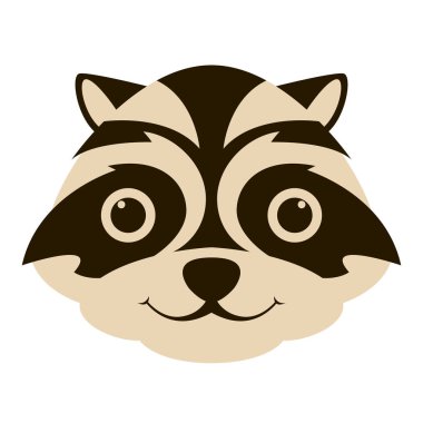 Rakun yüz baş vektör çizim düz Stil Açık 